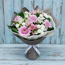 Букет цветов из:  Герберы, Альстромерии и Хризантемы в Андреевской Краснодарского края
