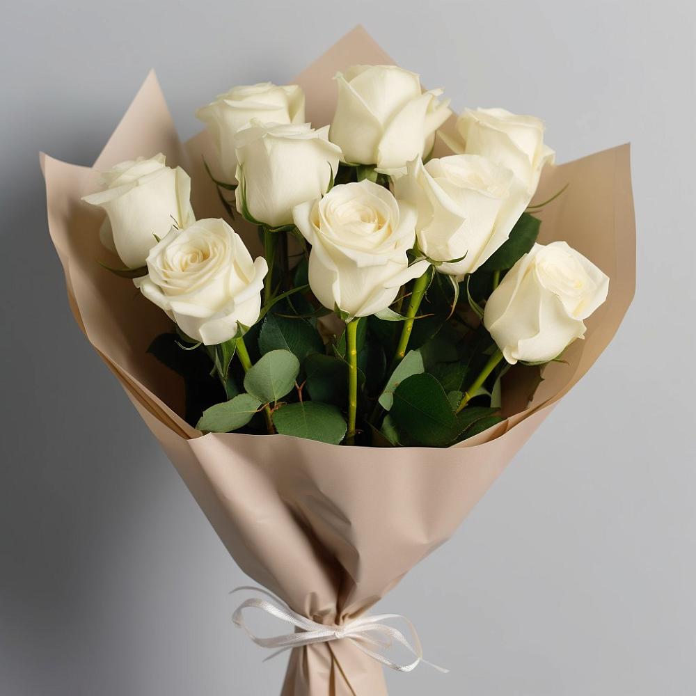 Букет 9 Белых роз Эдлесс Лав в Андреевской Краснодарского края