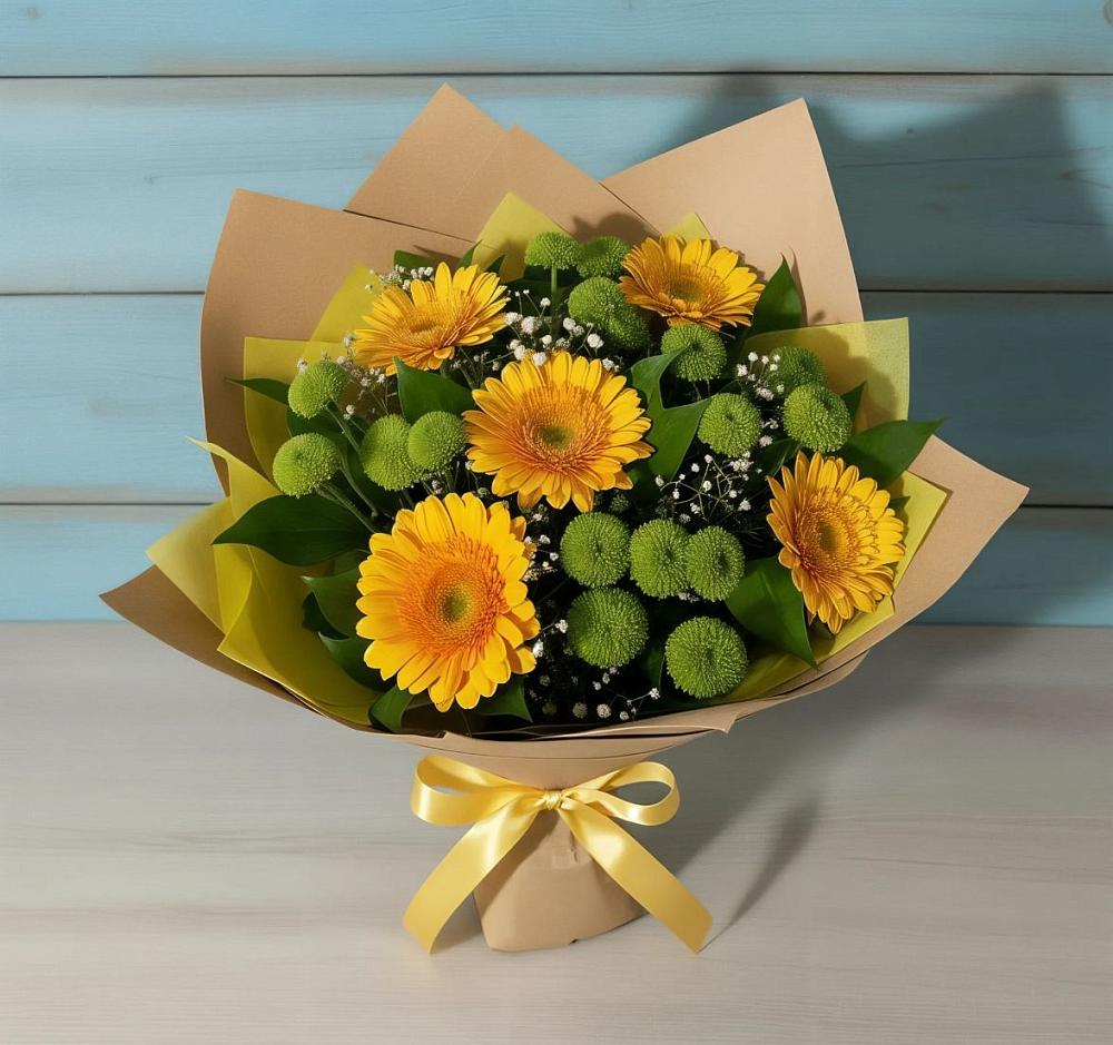Букет цветов из: Герберы и Хризантемы в Андреевской Краснодарского края