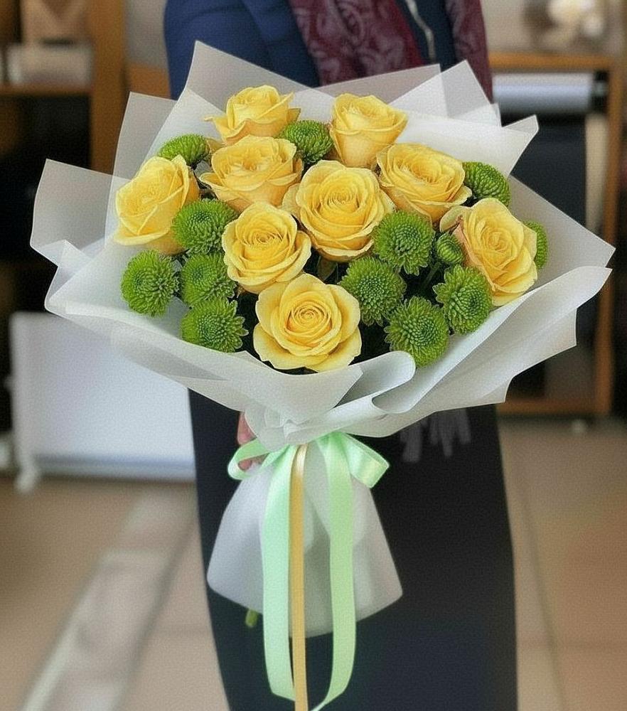 Букет цветов из: Хризантемы и Розы в Андреевской Краснодарского края