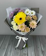 Букет цветов из:  Розы, Герберы и Хризантемы в Андреевской Краснодарского края
