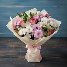 Букет цветов из:  Хризантемы, Альстромерии и Розы в Андреевской Краснодарского края