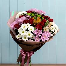 Букет цветов из:  Розы, Хризантемы и Альстромерии в Андреевской Краснодарского края